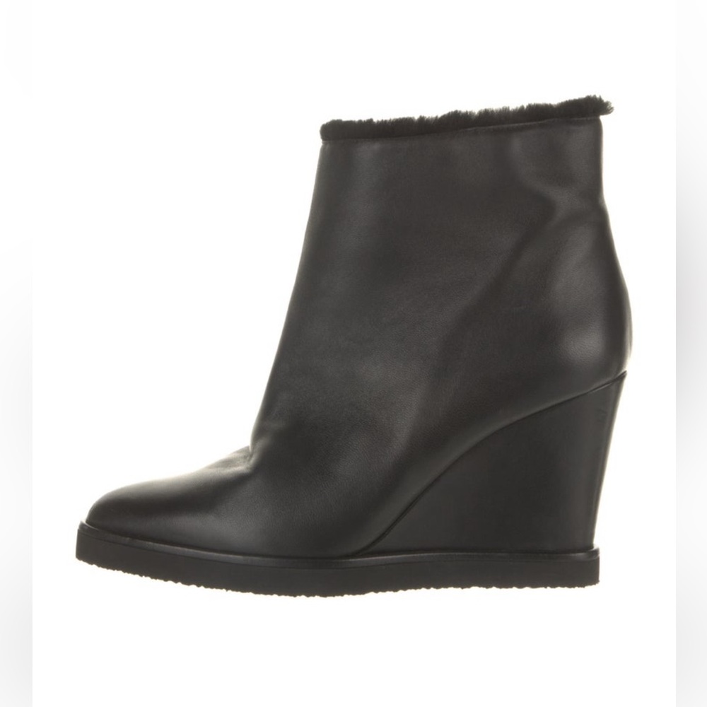 Tamara Mellon Leather Ankle Shearling Boots, size 9